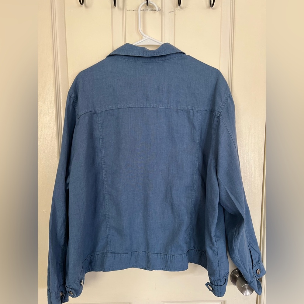 Jones & Co 100% Linen Jacket 3X Blue Lightweight Utility Button - Picture 8 of 9